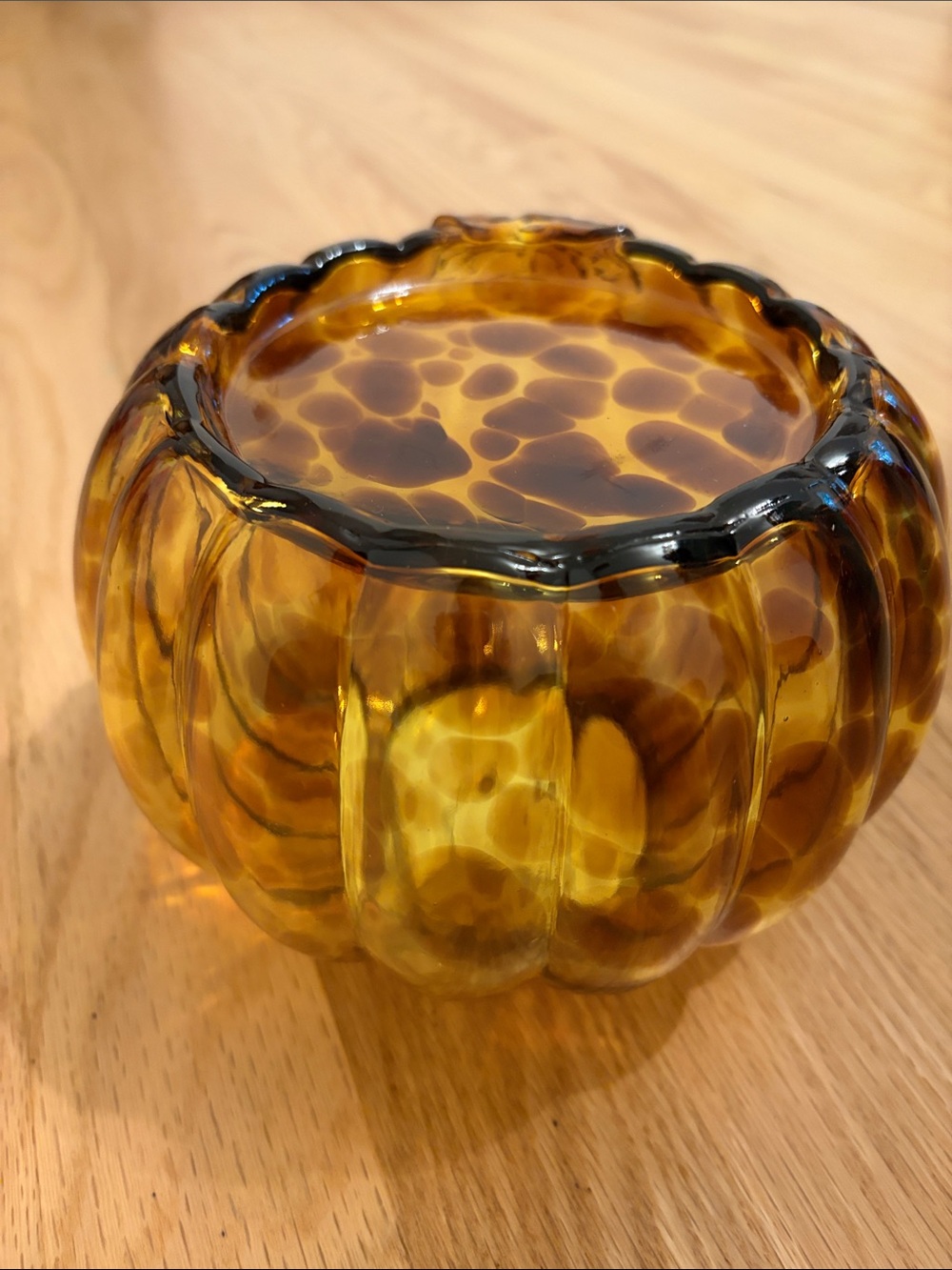 Bath & Body Works Glass Tortoise Shell Pumpkin Candle Holder - Picture 4 of 7